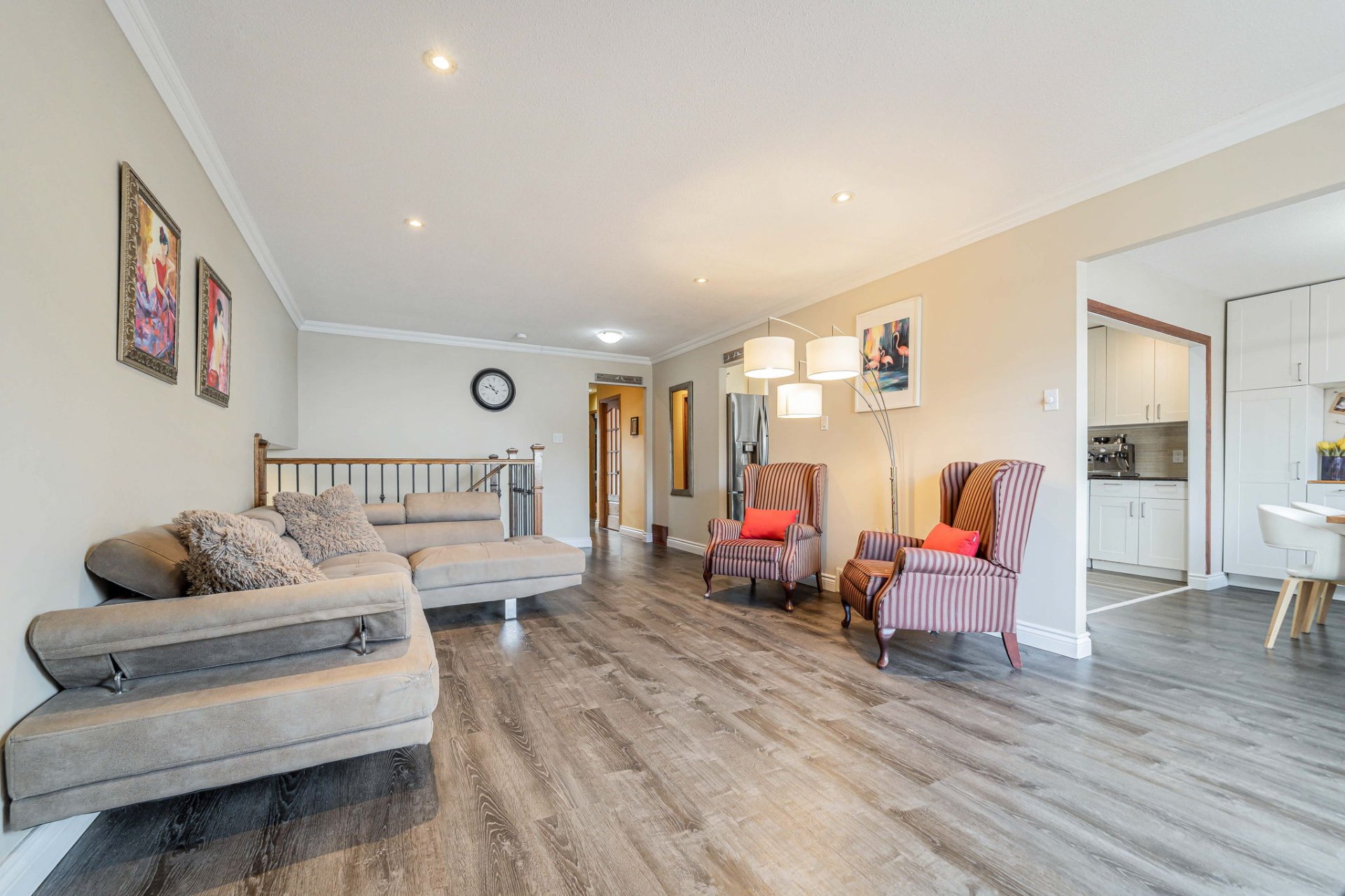 Open-concept living and dining space at Montreal home 21 Rue Erinmore